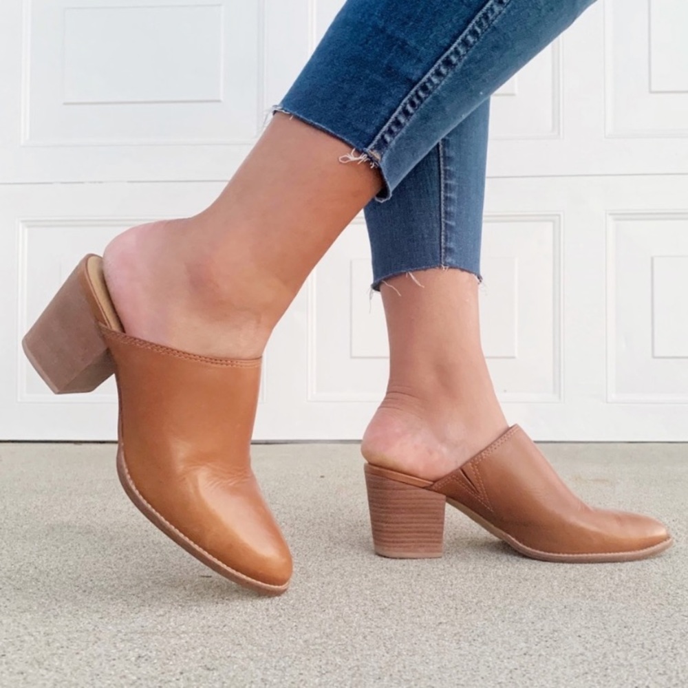 Madewell Tan Leather Mule Clogs